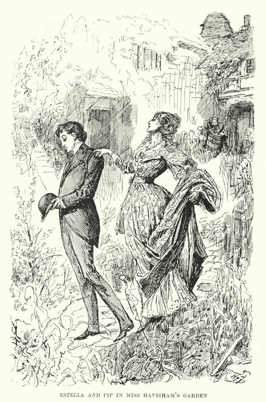 Illustration för stora förväntningar av Charles Dickens (litho) av Harry Furniss