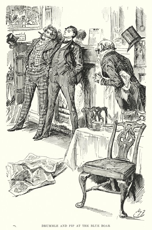 Illustration för stora förväntningar av Charles Dickens (litho) av Harry Furniss