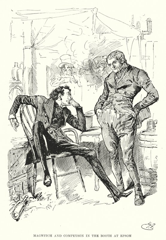 Illustration för stora förväntningar av Charles Dickens (litho) av Harry Furniss