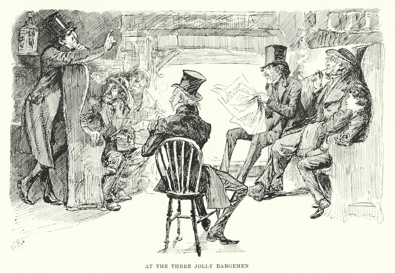 Illustration för stora förväntningar av Charles Dickens (litho) av Harry Furniss