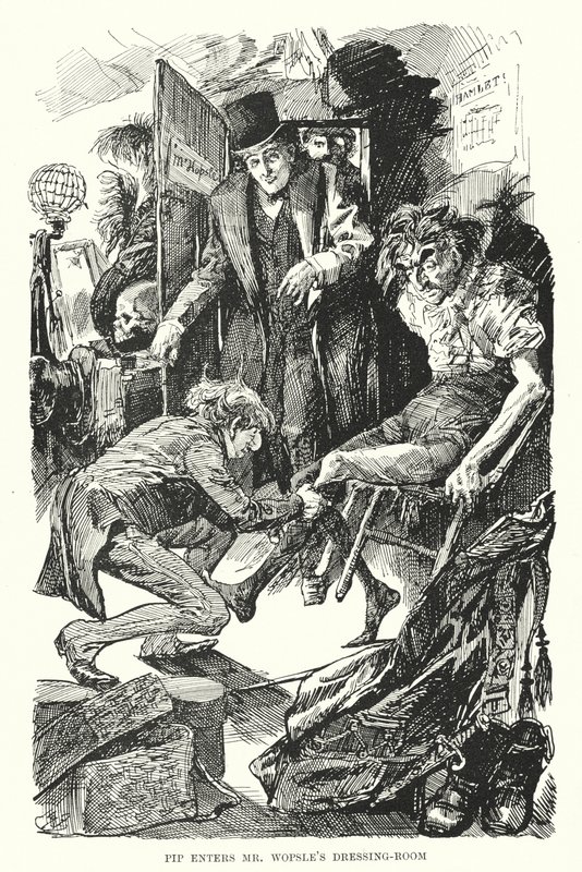Illustration för stora förväntningar av Charles Dickens (litho) av Harry Furniss