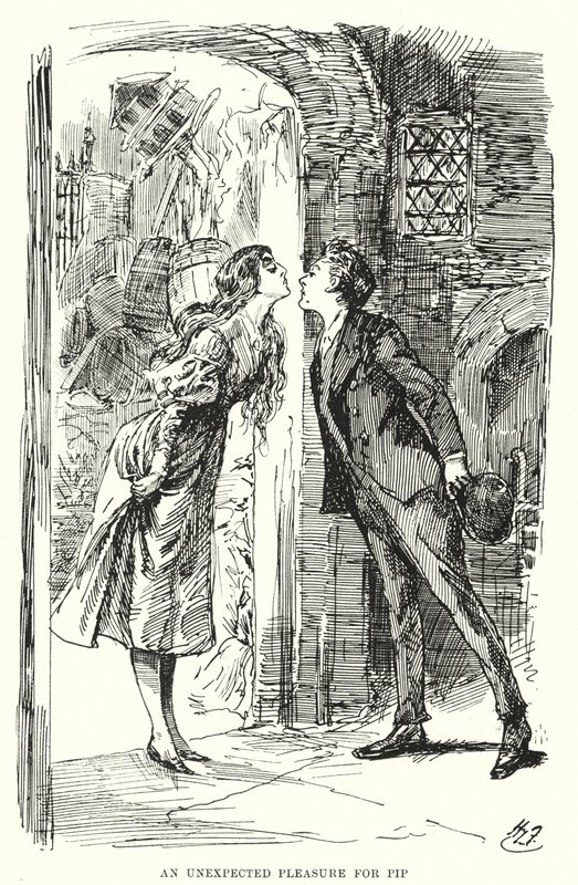 Illustration för stora förväntningar av Charles Dickens (litho) av Harry Furniss