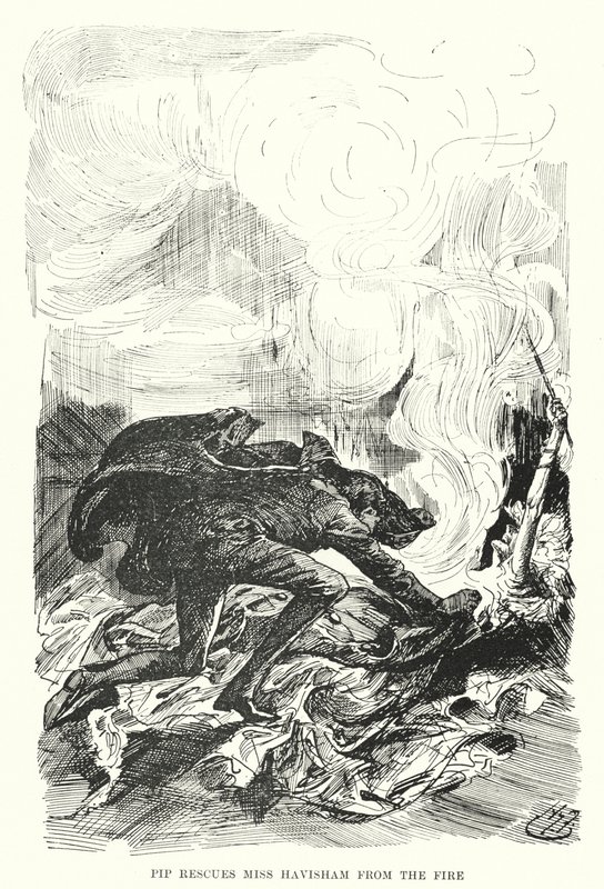Illustration för stora förväntningar av Charles Dickens (litho) av Harry Furniss