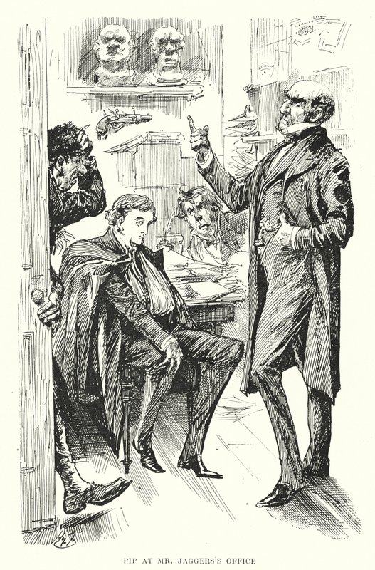 Illustration för stora förväntningar av Charles Dickens (litho) av Harry Furniss