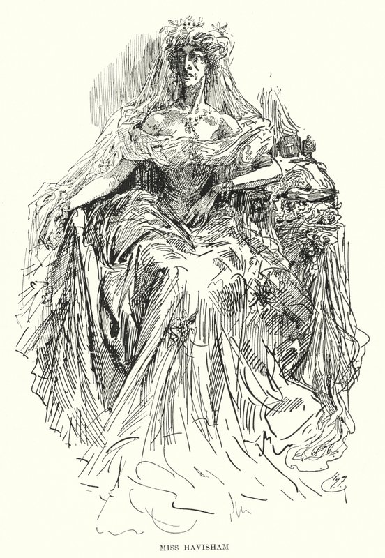 Illustration för stora förväntningar av Charles Dickens (litho) av Harry Furniss