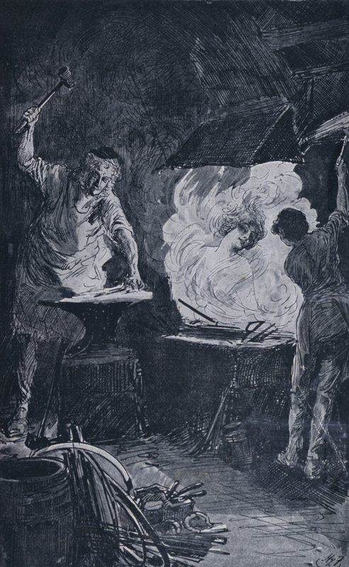 Illustration för stora förväntningar av Charles Dickens (litho) av Harry Furniss
