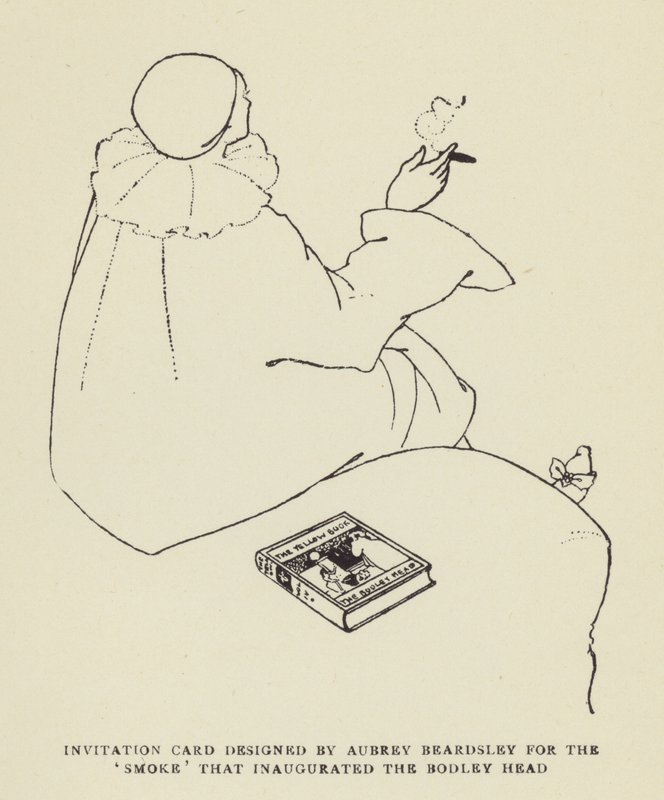 Inbjudningskort designat av Aubrey Beardsley för Smoke som invigde Bodley Head av Harry Furniss