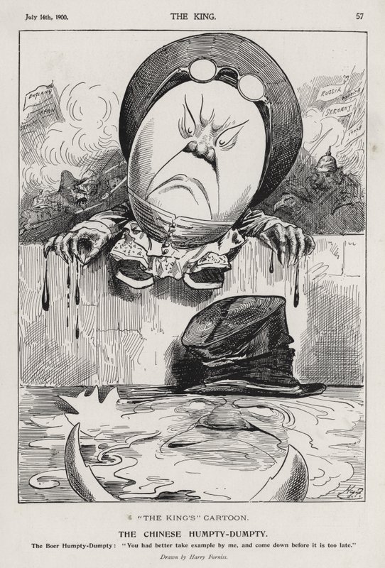 The Chinese Humpty Dumpty, tecknad film om boxerupproret och boerkriget (gravyr) av Harry Furniss