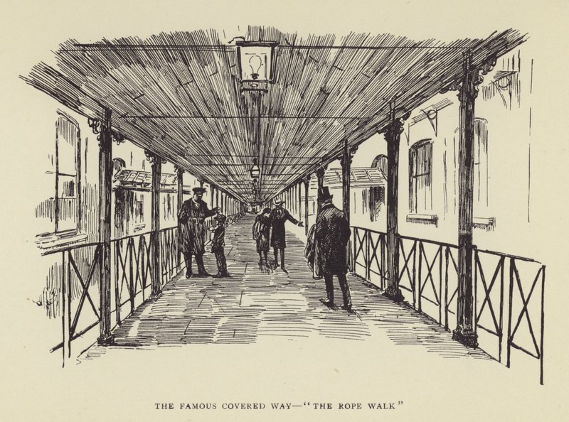 Den berömda täckta vägen, The Rope Walk av Harry Furniss