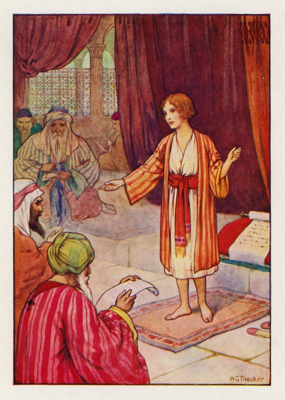 Efter tre dagar fann de honom i templet (färglitografi) av Harry George Theaker