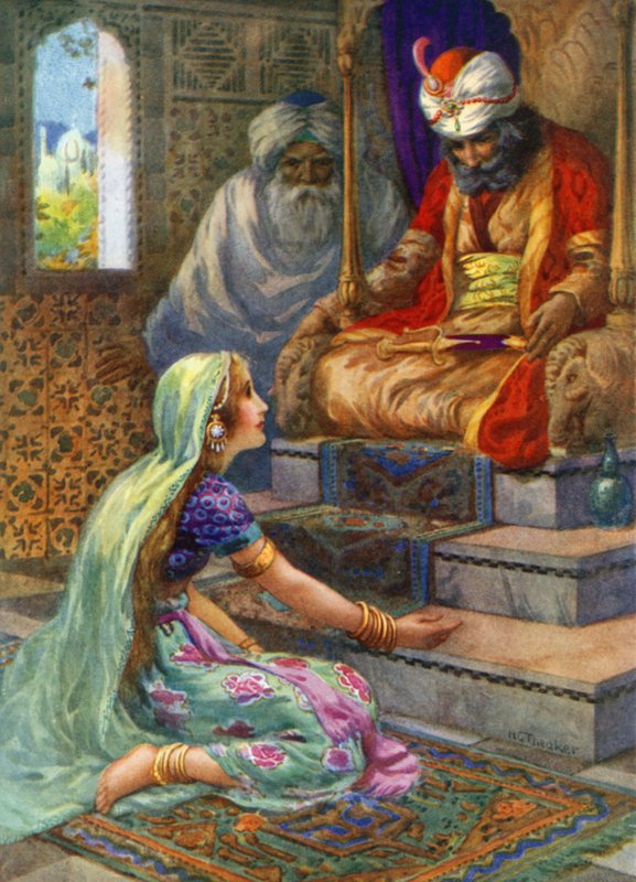 "Hans namn är Satyavan" (färglitografi) av Harry George Theaker