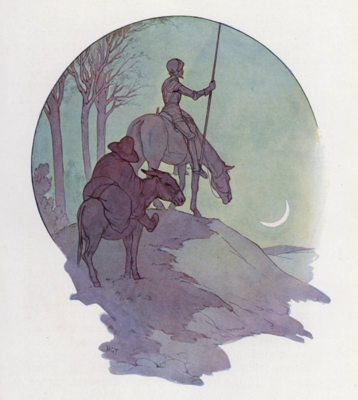 Illustration till Don Quijote (färglitografi) av Harry George Theaker