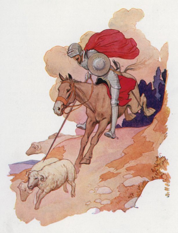Illustration till Don Quijote (färglitografi) av Harry George Theaker