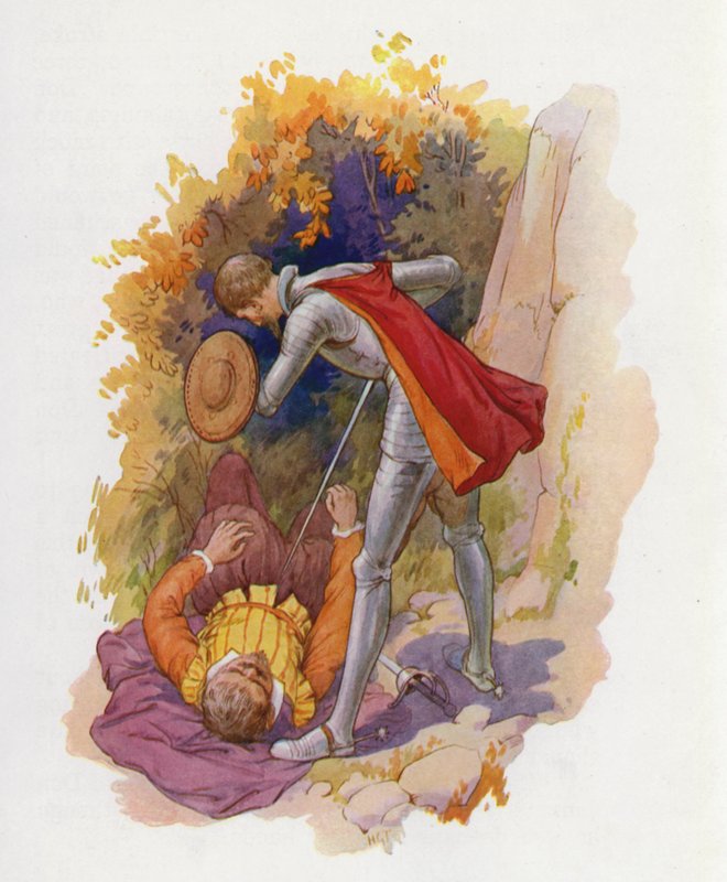 Illustration till Don Quijote (färglitografi) av Harry George Theaker