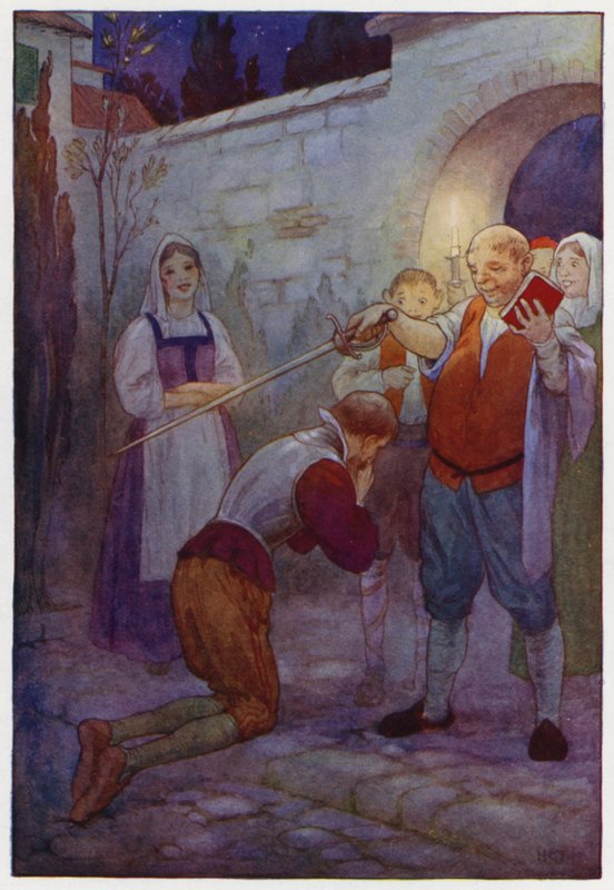 Illustration till Don Quijote (färglitografi) av Harry George Theaker
