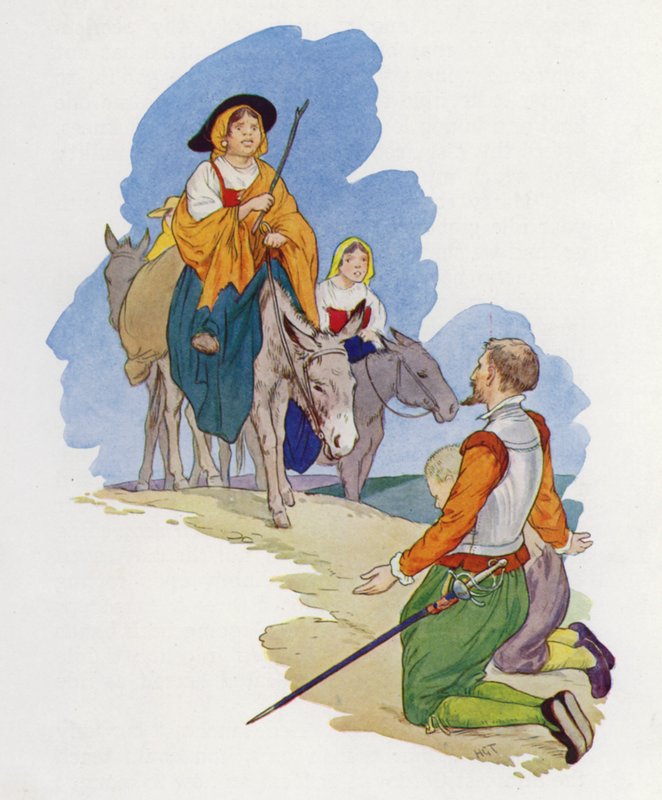 Illustration till Don Quijote (färglitografi) av Harry George Theaker