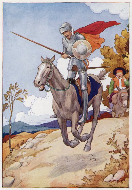 Illustration till Don Quijote (färglitografi) av Harry George Theaker