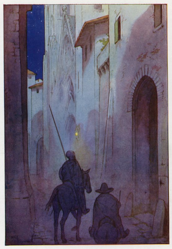 Illustration till Don Quijote (färglitografi) av Harry George Theaker