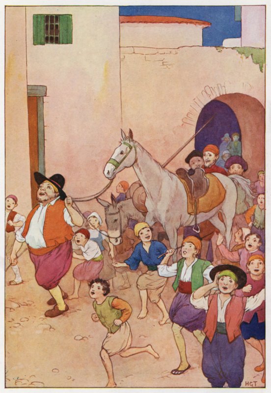 Illustration till Don Quijote (färglitografi) av Harry George Theaker