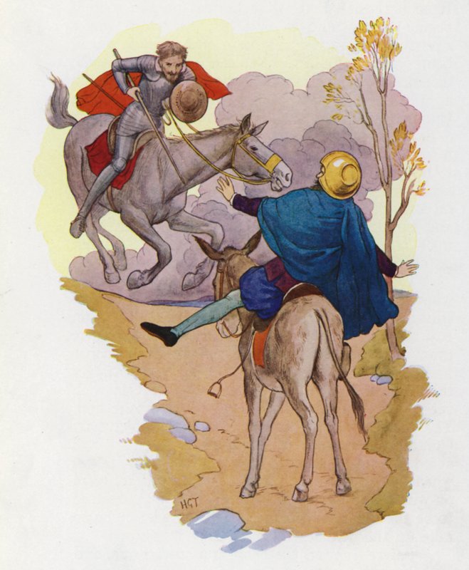 Illustration till Don Quijote (färglitografi) av Harry George Theaker