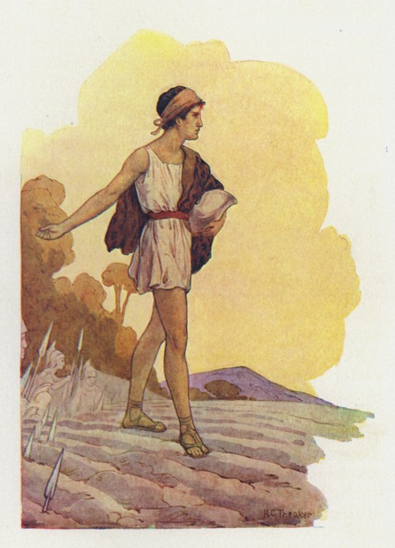 Jason sådde drakens tänder (färglitografi) av Harry George Theaker