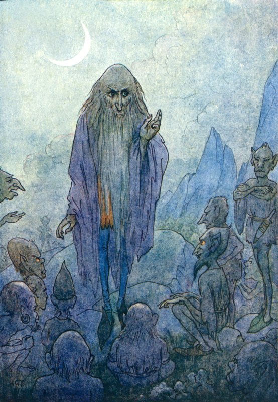 Merlin (färglitografi) av Harry George Theaker