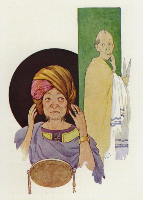 Midas kunde inte hålla hemligheten från sin barberare (färglitografi) av Harry George Theaker