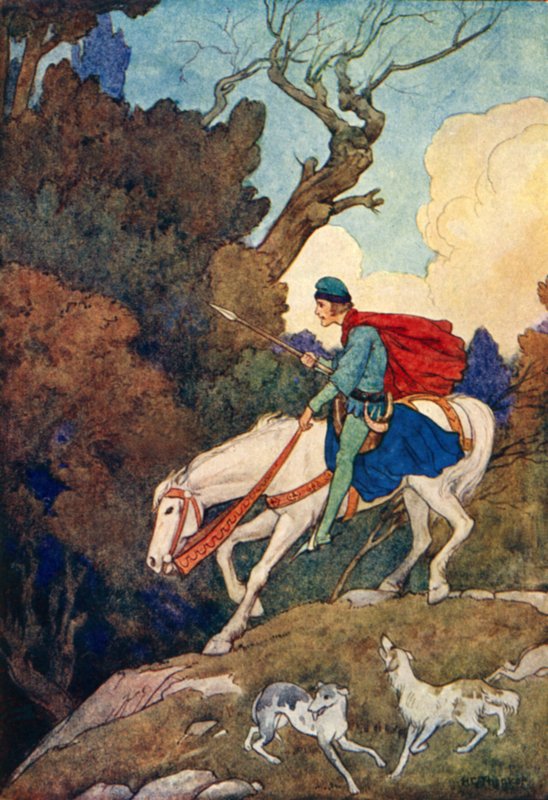 Den förtrollade skogen (färglitografi) av Harry George Theaker