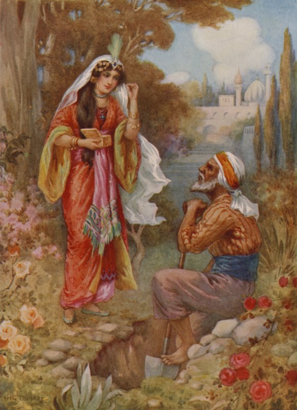 Prinsessan och pärlorna (färglitografi) av Harry George Theaker