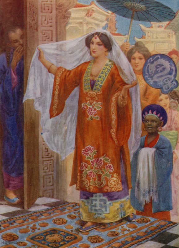 Prinsessan på väg till Bath (färglitografi) av Harry George Theaker