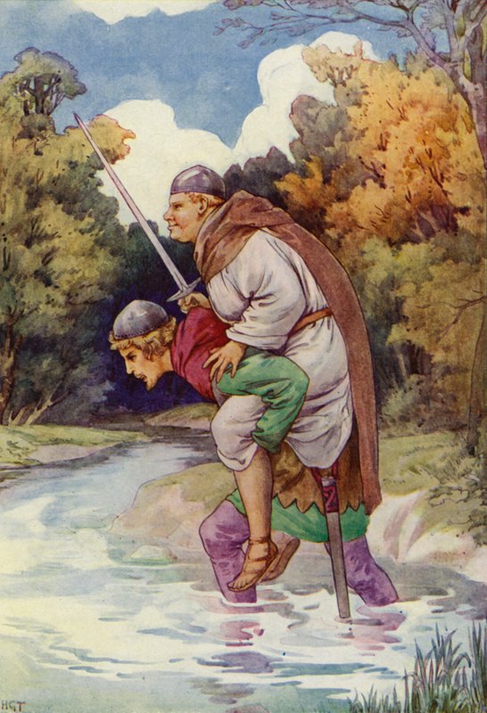 Munken fick honom att grymta med sin stora vikt (färglitografi) av Harry George Theaker