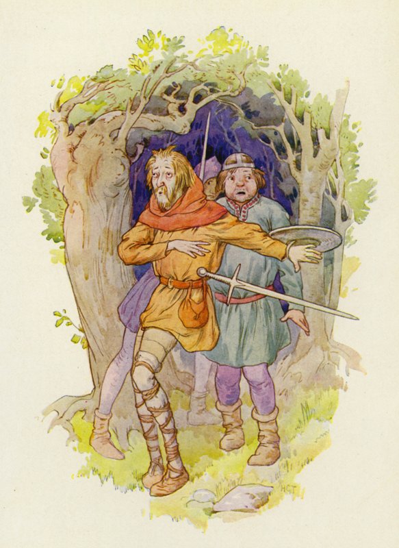 "Älvorna är utomlands", viskade en till en annan (färglitografi) av Harry George Theaker