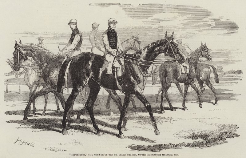 Imperieuse, vinnaren av St Leger Stakes, vid Doncaster Meeting, 1857 av Harry Hall