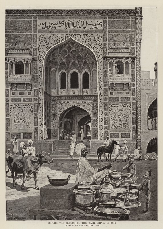 Före moskén Wazir Khan, Lahore av Harry Hamilton Johnston