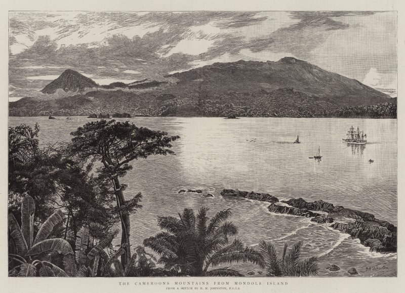 Kamerunbergen från Mondole Island av Harry Hamilton Johnston