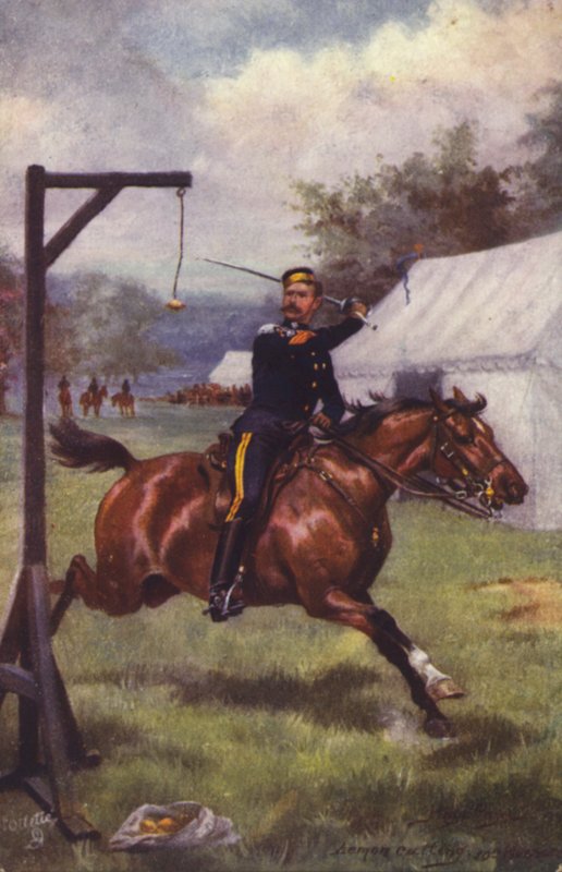 Brittisk soldat från 10th Hussars citronskärande (färglitografi) av Harry Payne