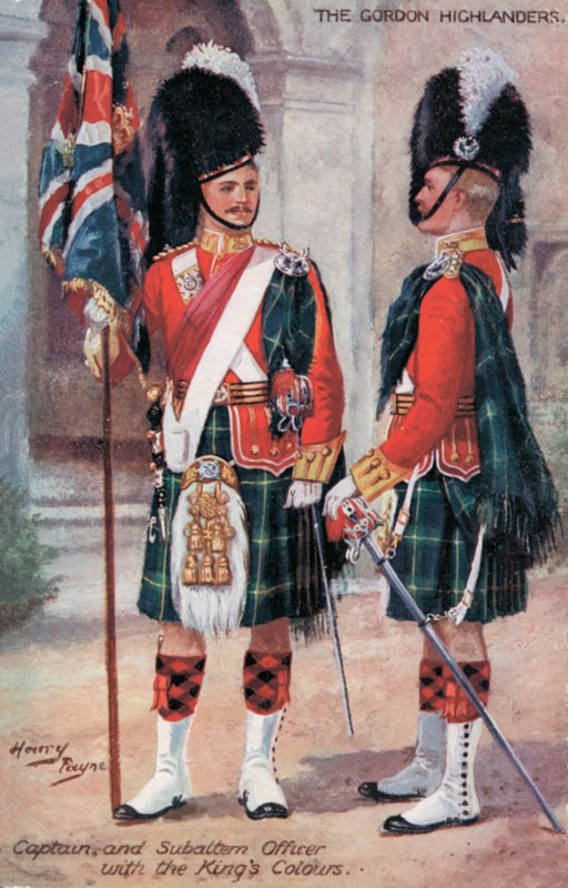 Gordon Highlanders, kapten och subaltern officer, med King
