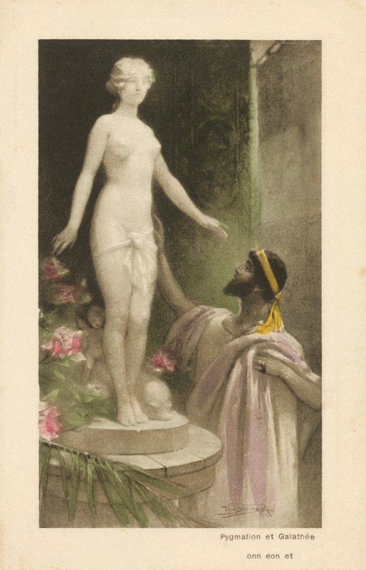 Pygmalion och Galatea (färglitografi) av Heinrich Hans Schlimarski