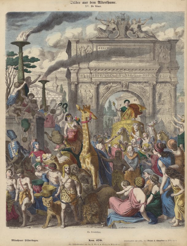 En romersk triumf (färgad gravyr) av Heinrich Leutemann