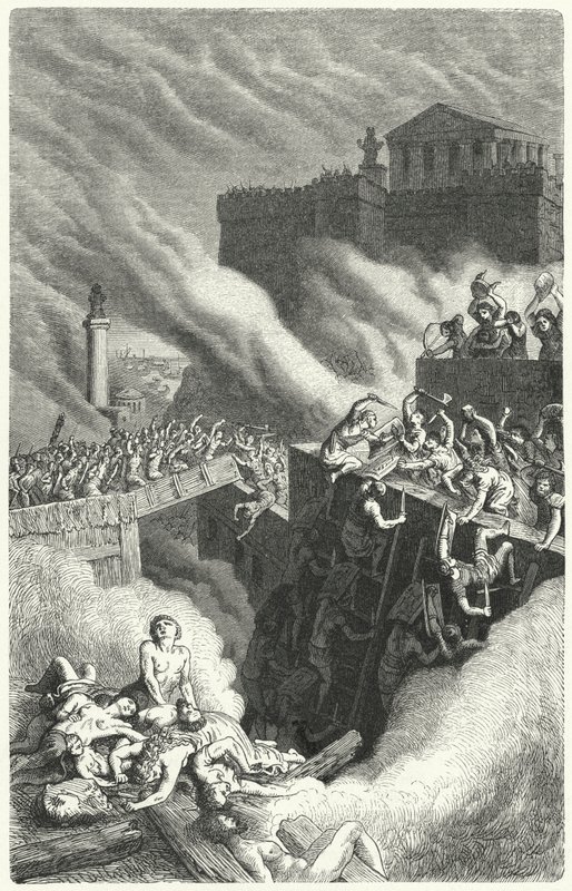 Stormning av Byrsa och förstörelsen av Kartago av Heinrich Leutemann