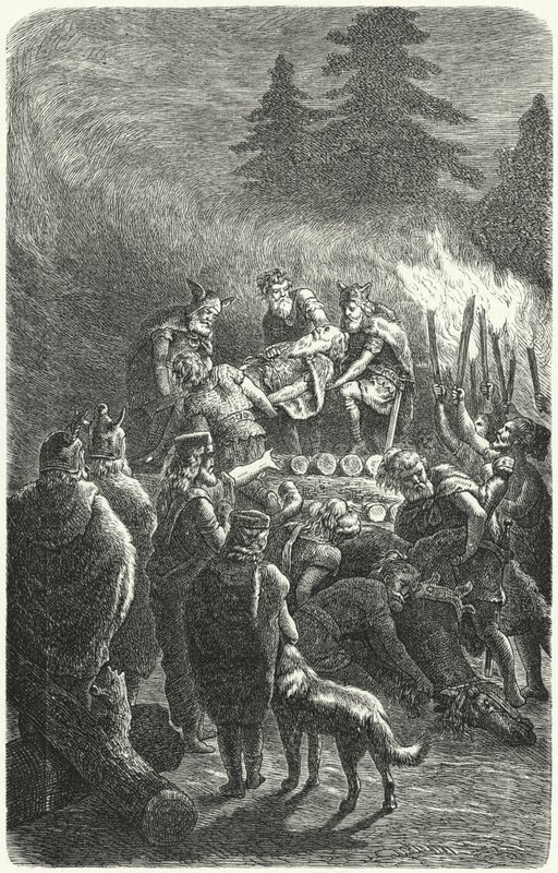Suebi begravning i antikens Tyskland (gravyr) av Heinrich Leutemann