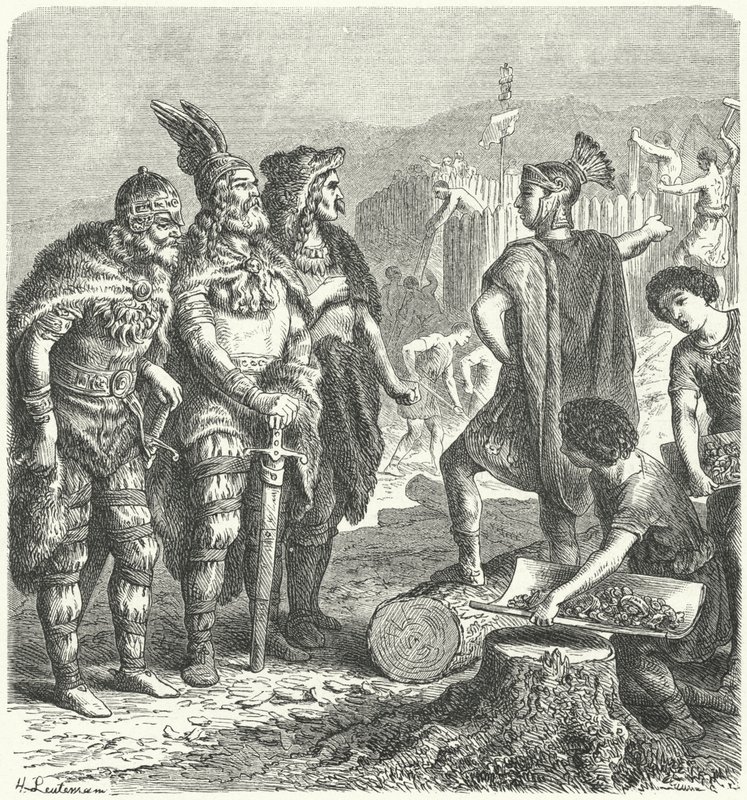 Den romerske generalen Stilicho förhandlar med goterna, c400 (gravyr) av Heinrich Leutemann