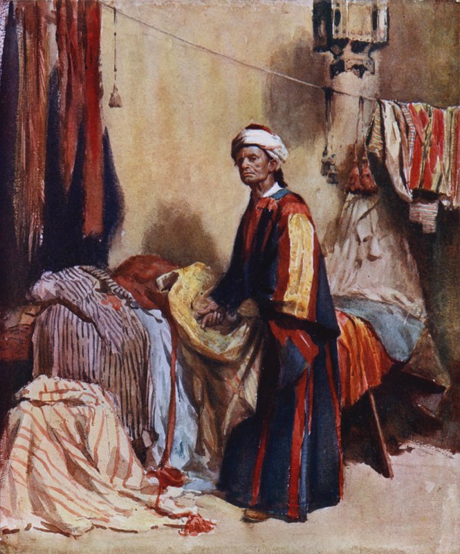 The Merchant (färg litho) av Hely Augustus Morton Smith
