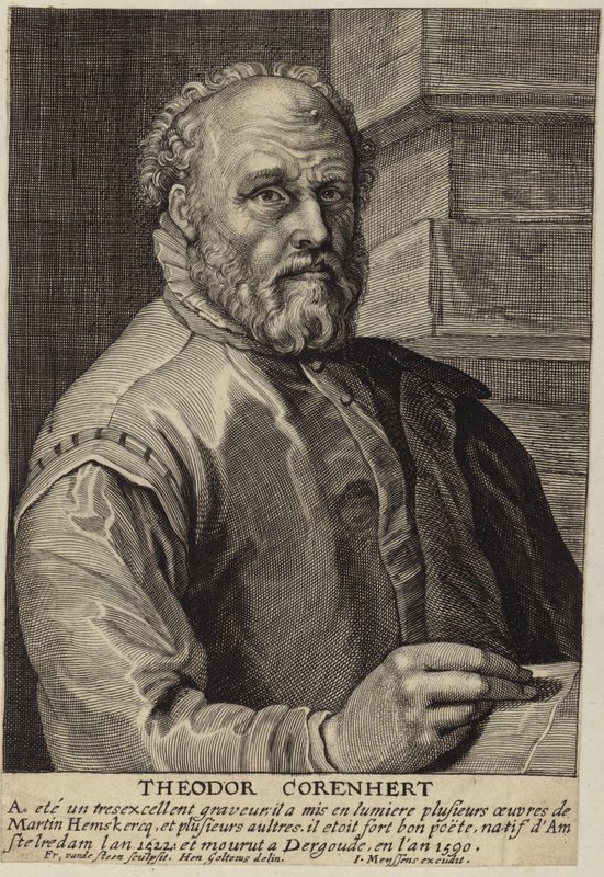 Porträtt av Theodore Cornhert av Hendrik Goltzius
