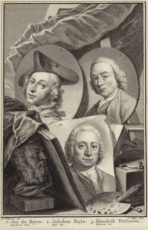 Porträtt av Jan de Beijer, Jacobus Buys och Hendrik Pothoven av Hendrik Pothoven