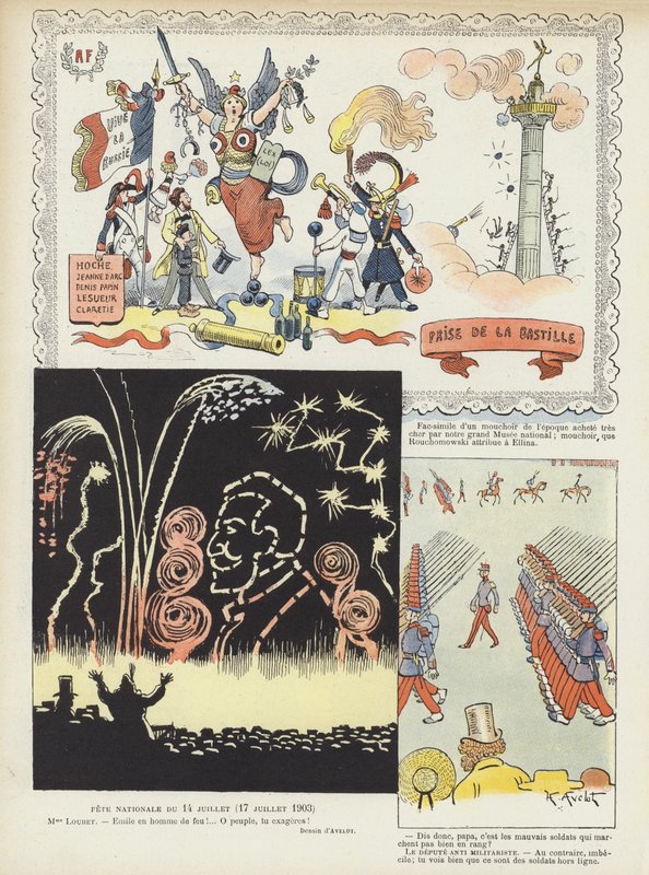 Frankrikes nationaldag. Illustration för Le Rire av Henri Avelot
