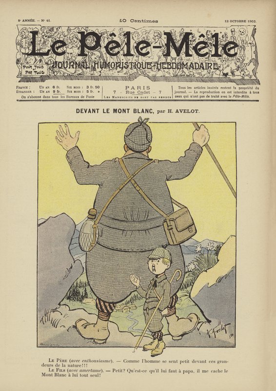 Framför Mont Blanc. Illustration för Le Pele-Mele, 1902 av Henri Avelot