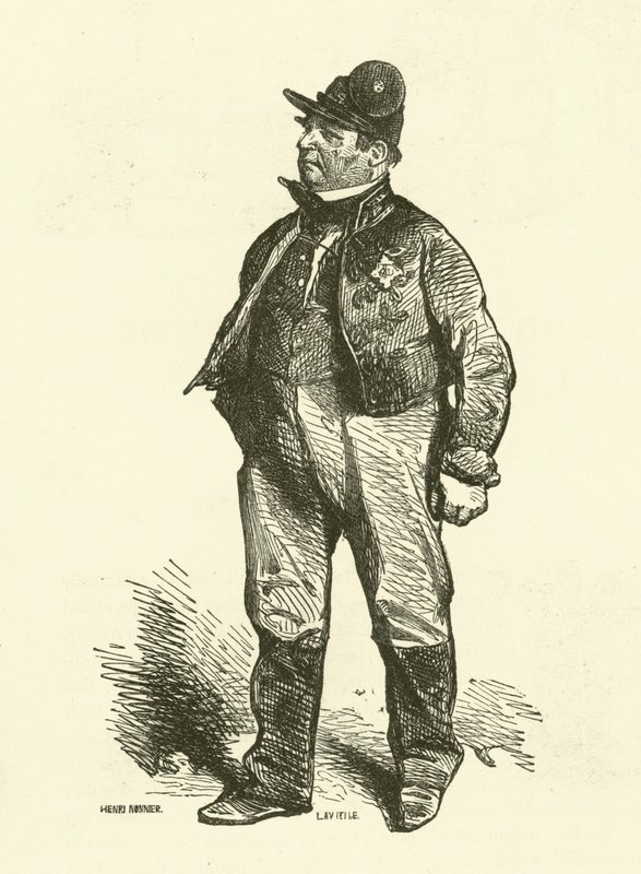 The Diligence Conductor (gravyr) av Henri Bonaventure (after) Monnier