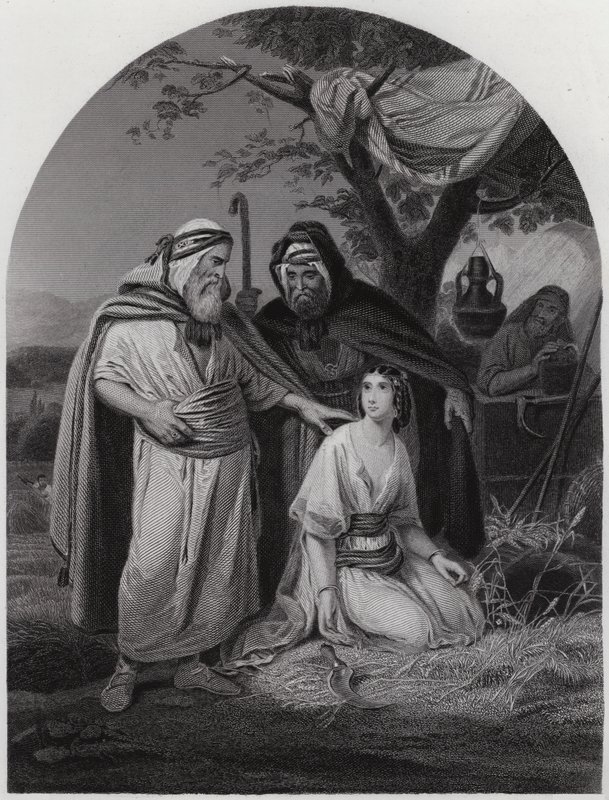 Boas och Rut (gravyr) av Henri Frederic (after) Schopin
