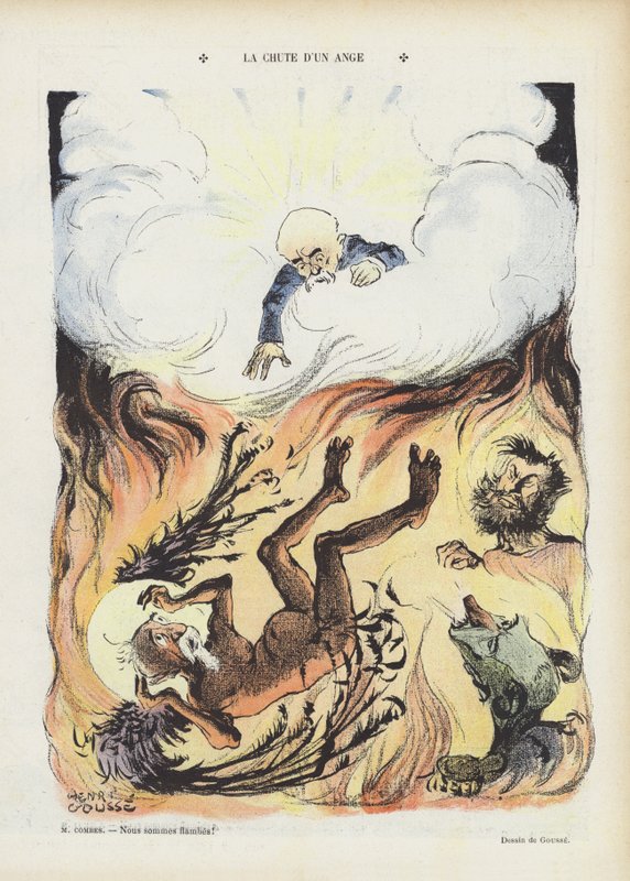 En ängels fall. Illustration för Le Rire (färg litho) av Henri Gousse